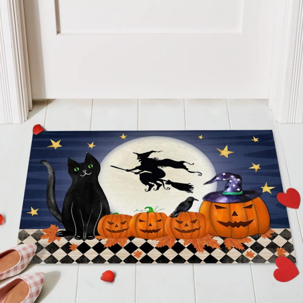 Halloween Door Mat Outdoor Trick or Treat Doormat Non Slip Funny Rug Pumpkin Holiday Decorative Entrance Mat for Halloween Indoor Outdoor Decoration, 15.7x23.6"