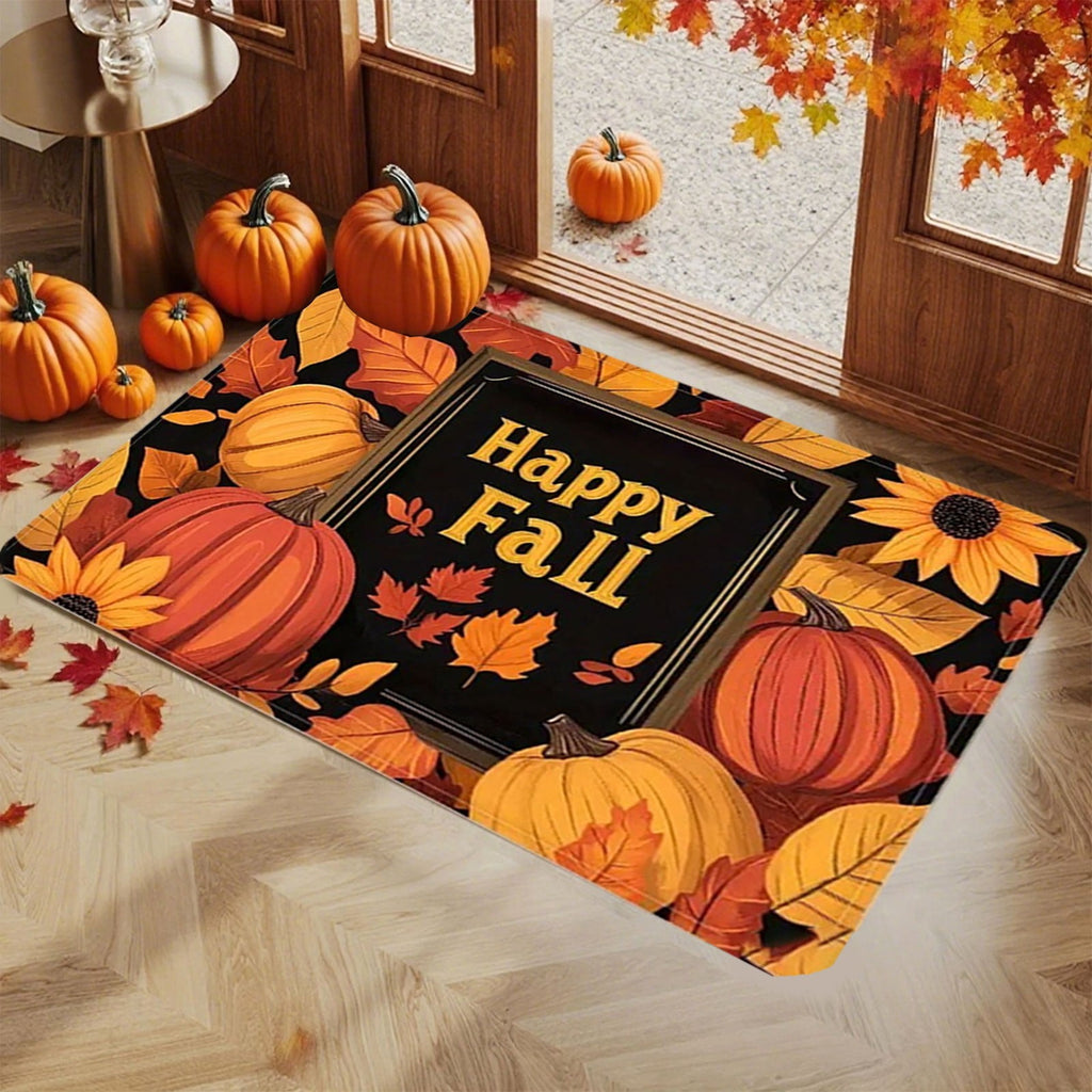 AYktou Fall Bathroom Rugs, Halloween Maple Leaves Pumpkin Kitchen Mats for Floor Warm-Colored Area Rug Thanksgiving Decor Carpets, Home Fall Holiday Party Harvests Grateful Blessed Doormat