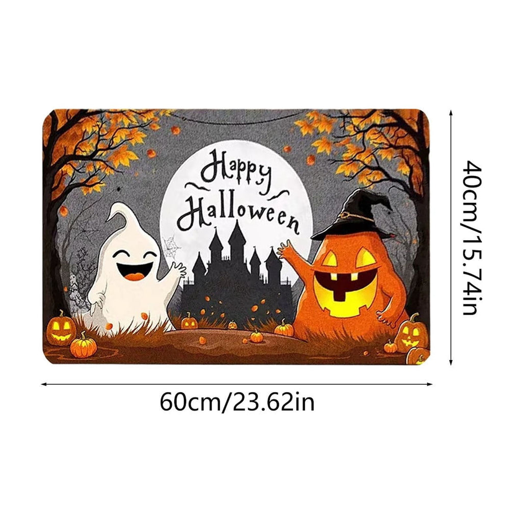 Halloween Wreath Shaped Rugs, Soft Indoor Mat for Entryway, Kitchen, Halloween Party, Pumpkin Witch Spooky Home Decor, 23.62x15.75 Inches