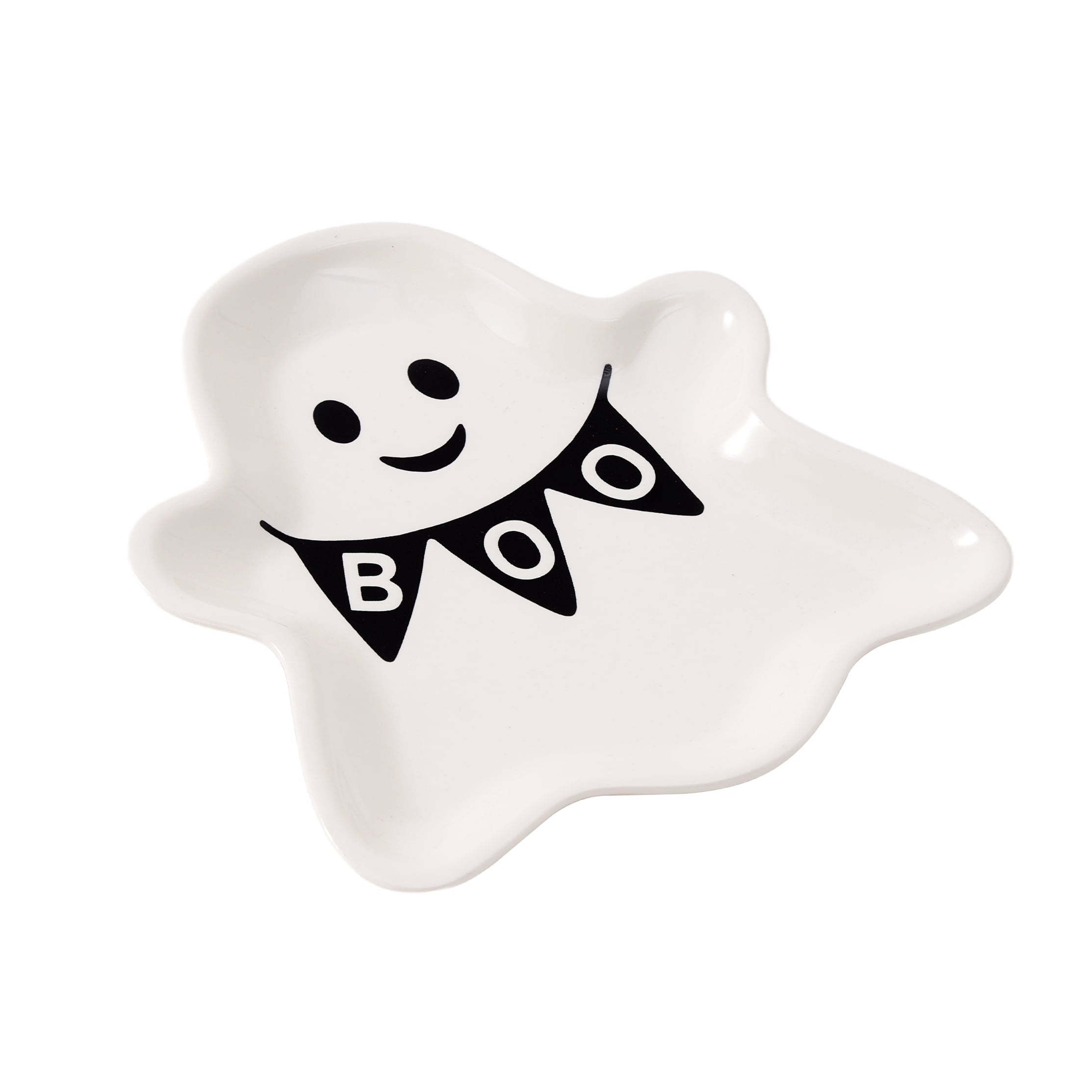 Way to Celebrate Halloween Ghost Stoneware Appetizer Plates, 4-Pack