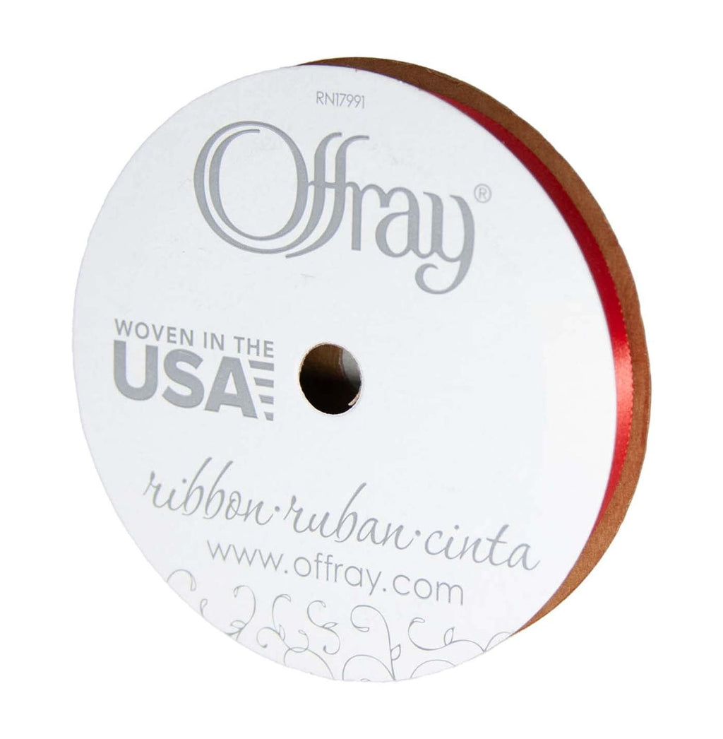Offray Ribbon, Red Wine 3/8 inch Single Face Satin Polyester Ribbon, 18 feet