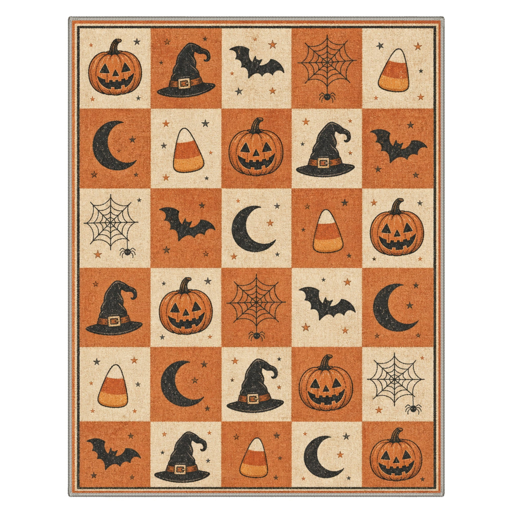 GENIMO 2'x3' Halloween Doormat, Washable Non Slip Soft Vintage Witch Outdoor Door Mat for Front Door Covered Porch Patio Entryway, Burnt Amber