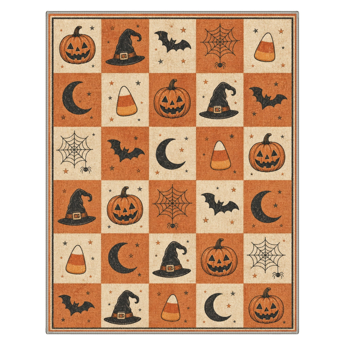 GENIMO 2'x3' Halloween Doormat, Washable Non Slip Soft Vintage Witch Outdoor Door Mat for Front Door Covered Porch Patio Entryway, Burnt Amber