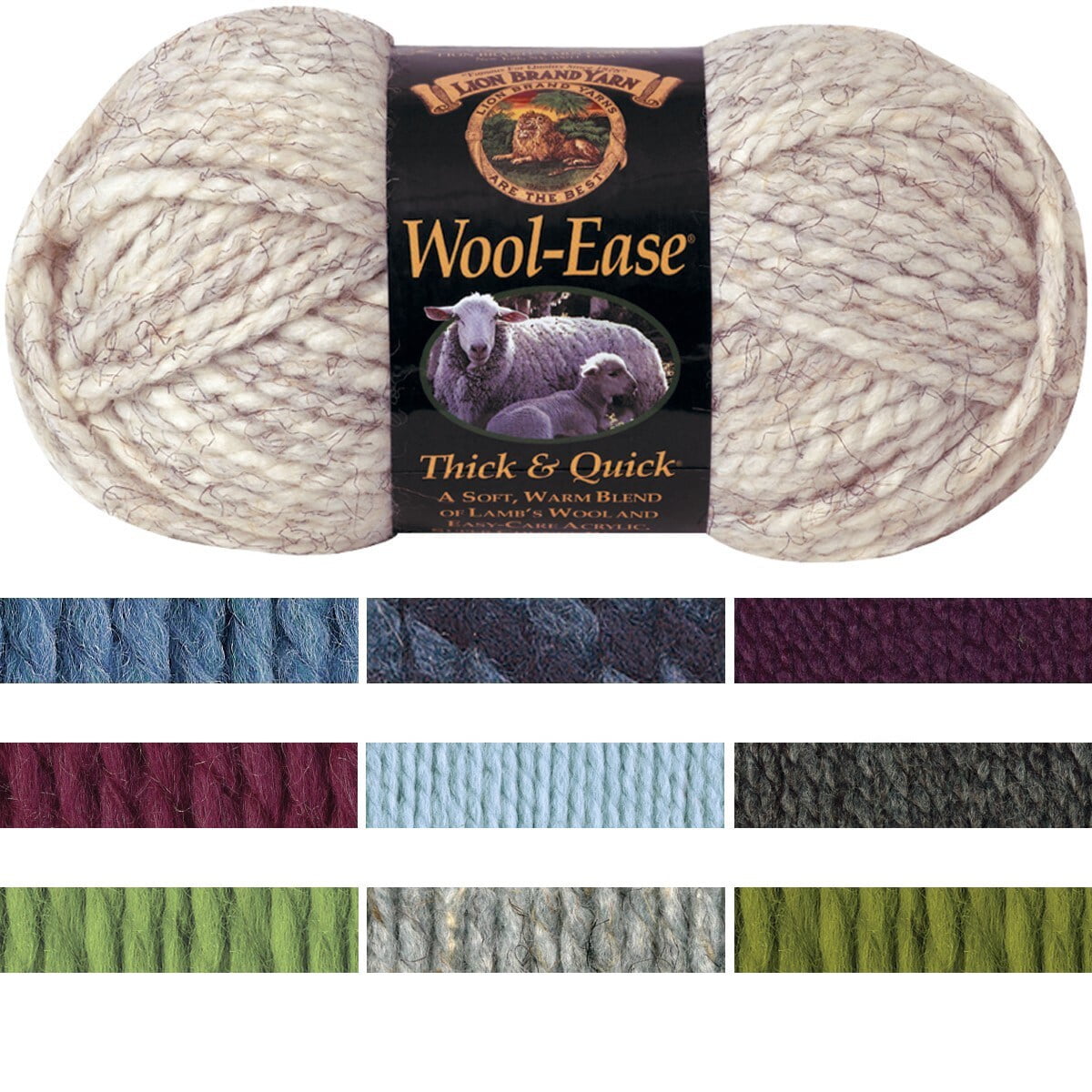 Lion Brand Yarn Wool-Ease Thick & Quick Fisherman Super Bulky Acrylic Wool Blend Yarn