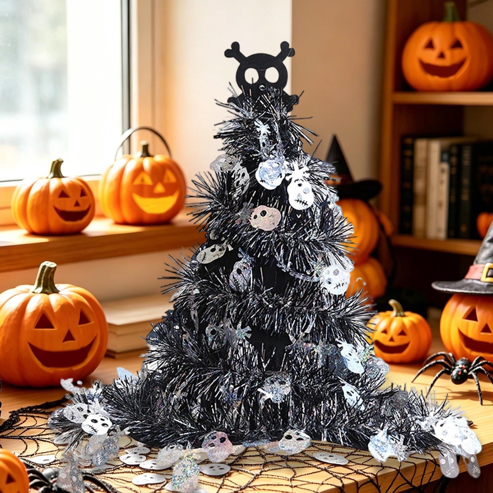 1Pc Halloween Mini Pumpkin Branches Artificial Black Twigs Vase Fillers for Table Mantel Centerpiece Creepy Gothic Scary House Decor