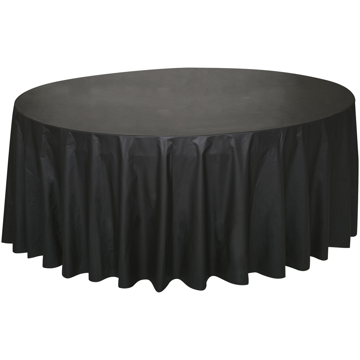 Way To Celebrate Round Plastic Table Cover, Black, 84 in, 1 Count