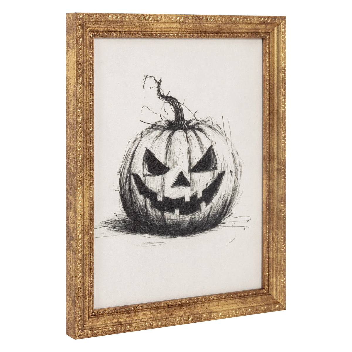 My Texas House Framed Halloween Black and White Pumpkin Art Print 9x11