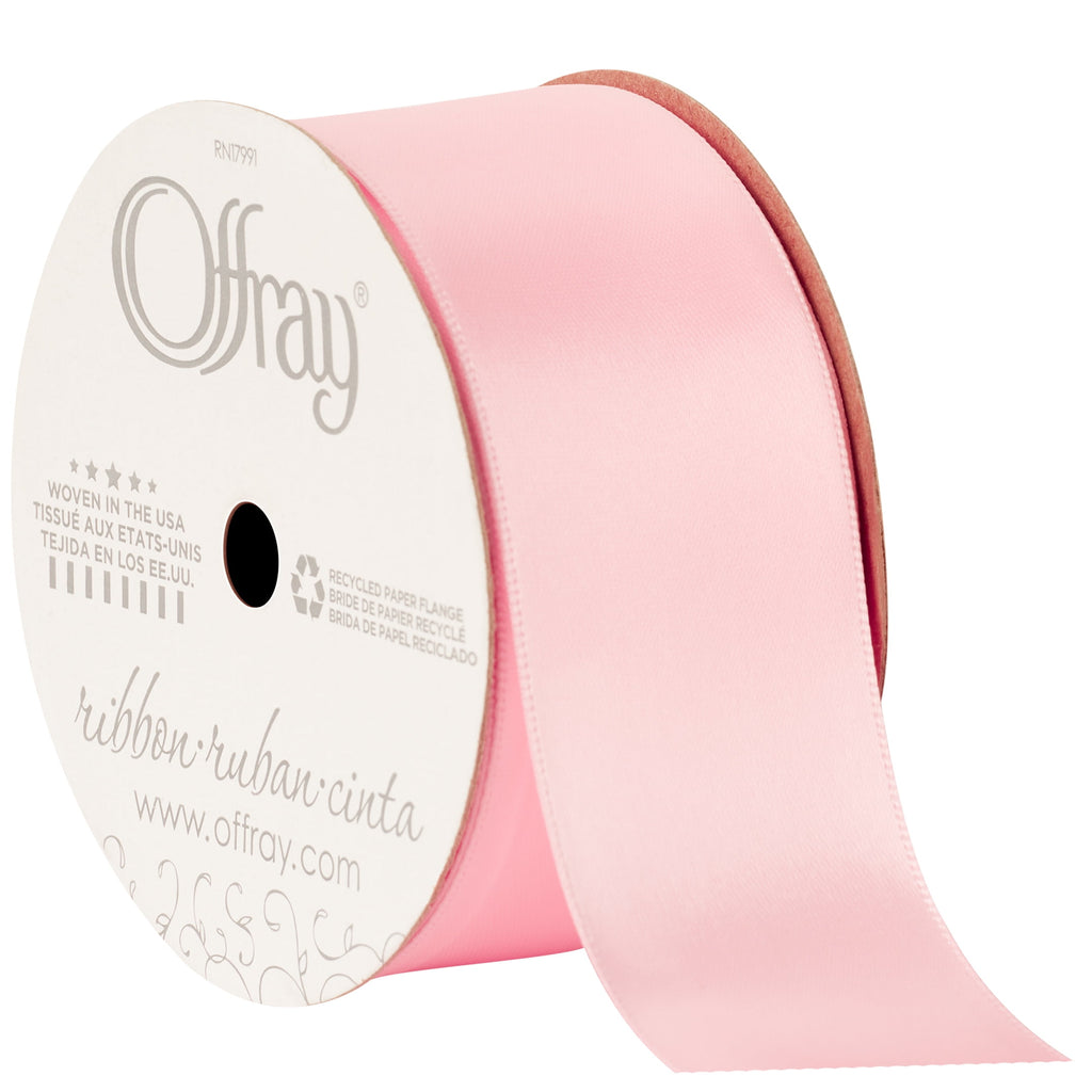 (2 pack) Offray Ribbon, Red 1 1/2 inch Double Face Satin Polyester Ribbon, 12 feet