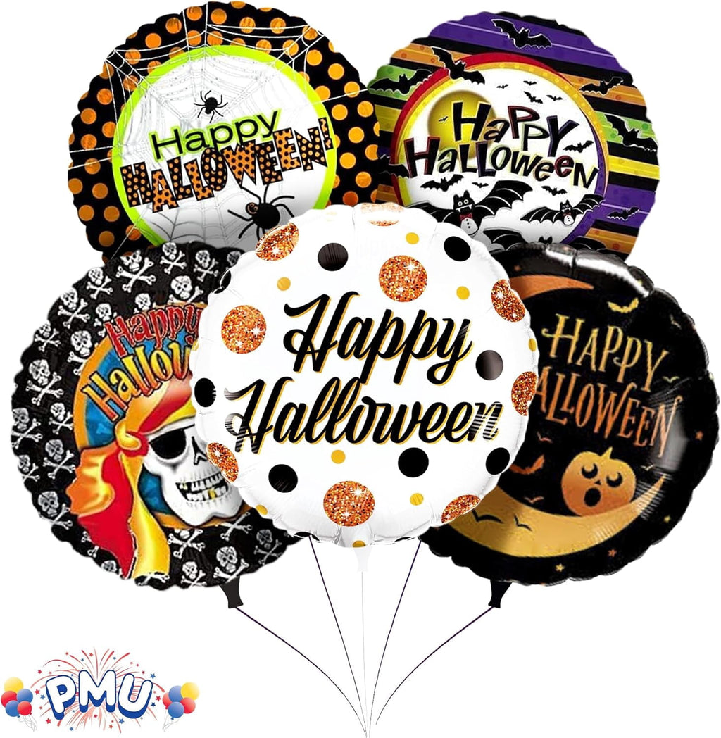 PMU Halloween Party Decoration "Happy Halloween" Jack Faces Aglow 18 Inch Mylar-Foil Balloon (1pkg) Pkg/1