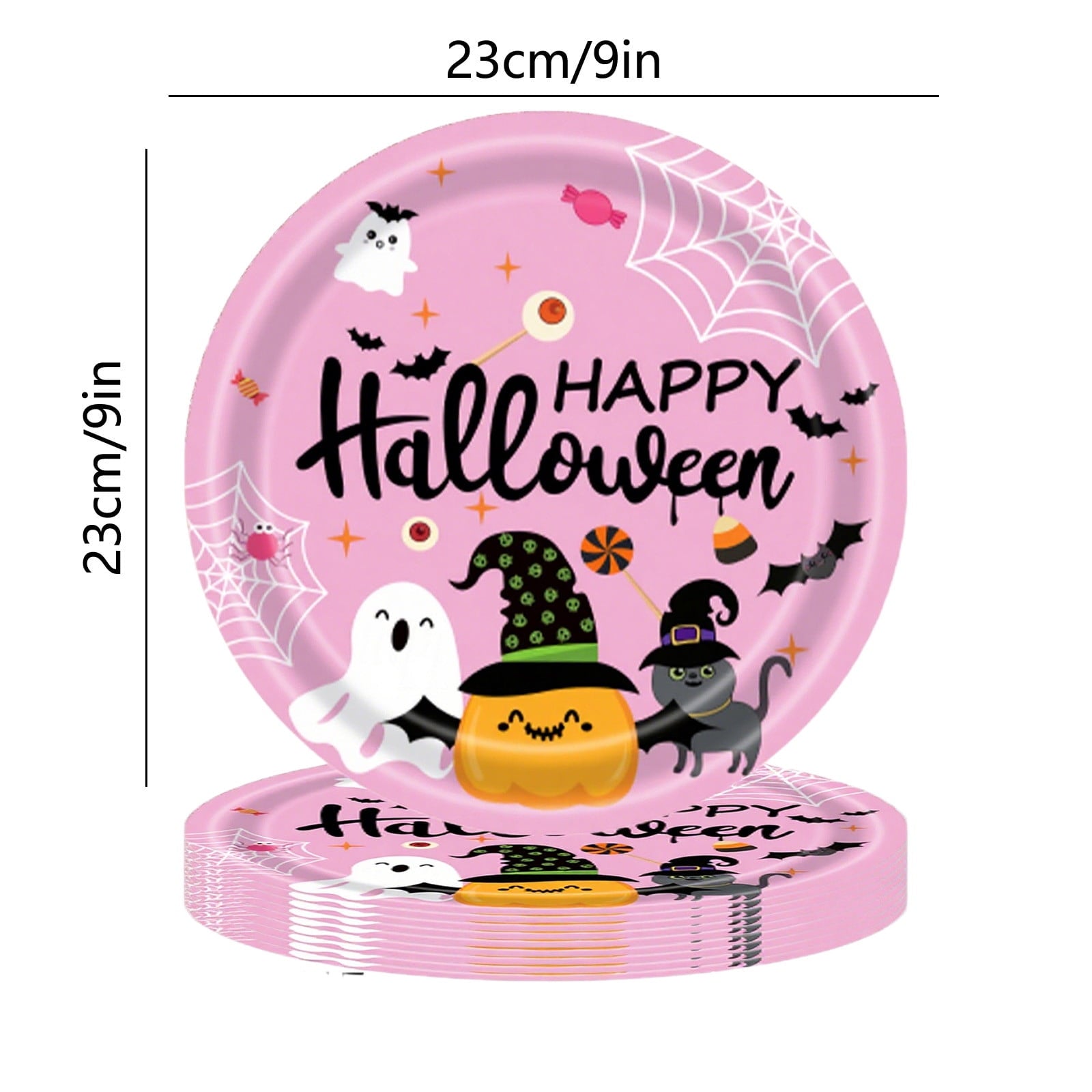 Eoozwa Pink Halloween Party Plates Set 20pcs Disposable Paper Plates and Napkins Cute Pumpkin Ghost Flower Tableware for Halloween Birthday Party Decoration Party Supplies