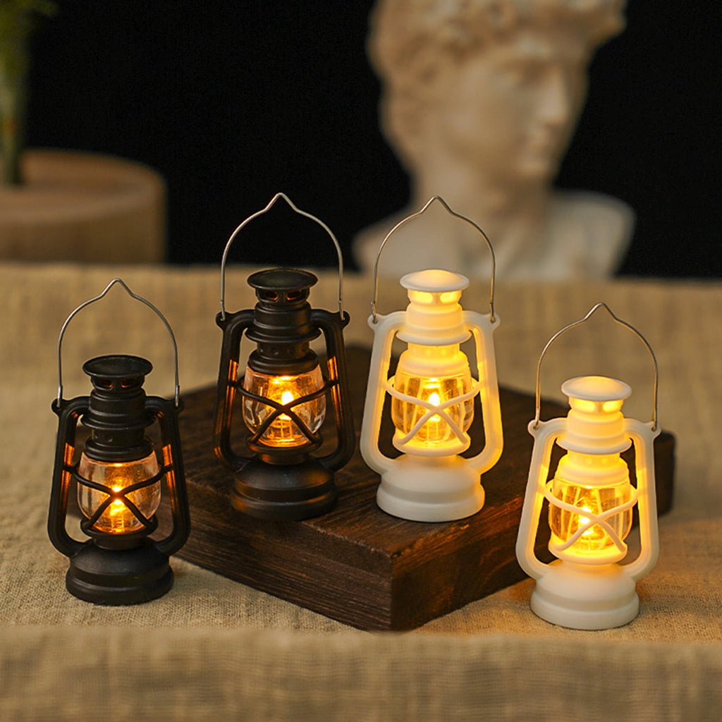 Djiypn Mini Lanterns 2Pack LED Small Lanterns Decorative Indoor Outdoor Hanging Lantern Decorative Candle Light Farmhouse Decor for Weddings Western Camping Party Halloween Christmas Decorations