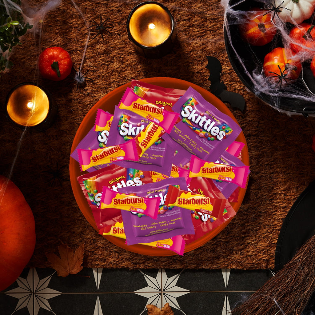 Skittles & Starburst Fun Size Chewy Halloween Candy Variety Pack - 105 Ct Bulk Bag