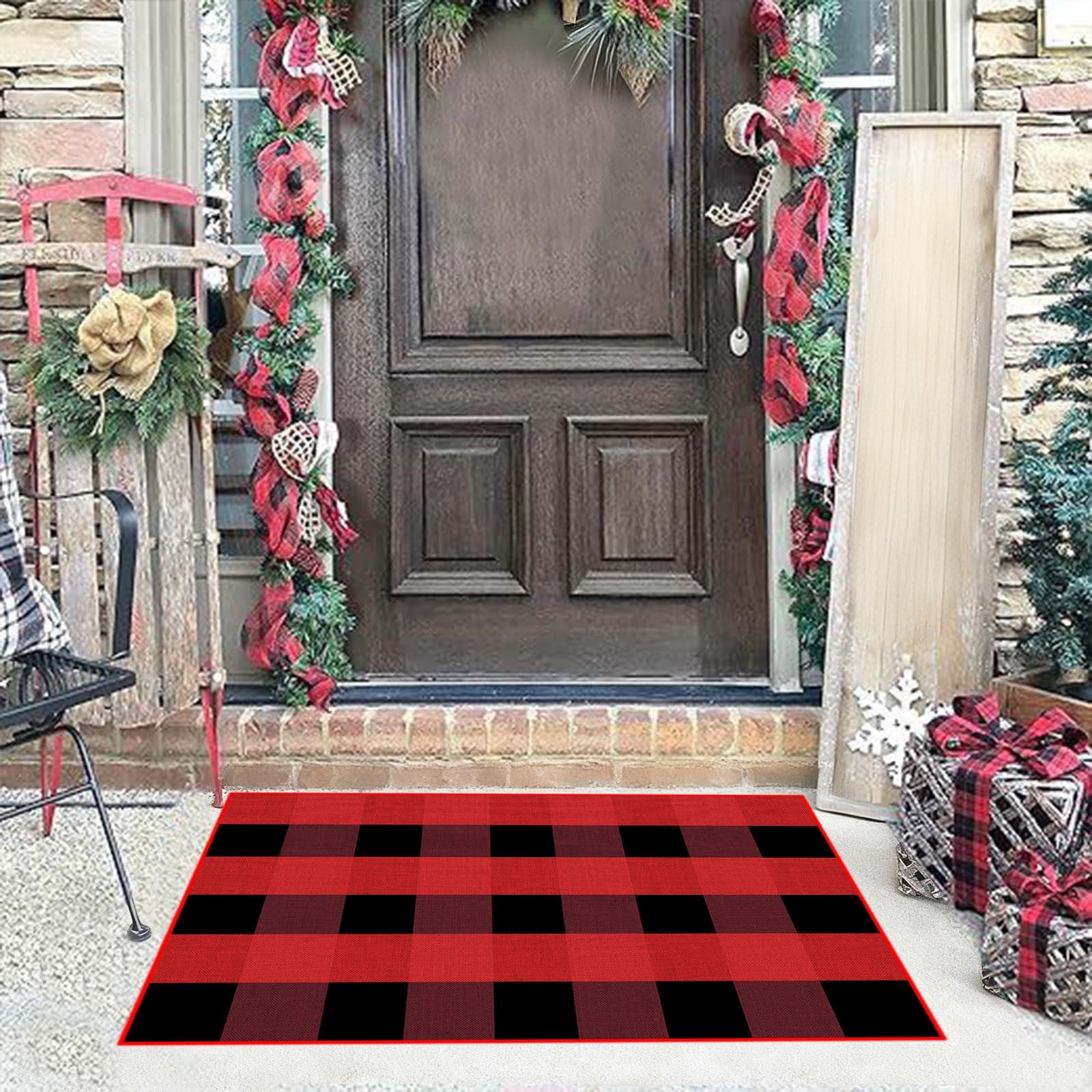 Clearance Hotyverty Halloween Front Door Mat Anti-Slip Super Absorbent Waterproof Stain Resistant Leaf 19x4x4in Indoor Front Entryway Porch Floor Decor, Halloween Gift for Family Holiday Lovers