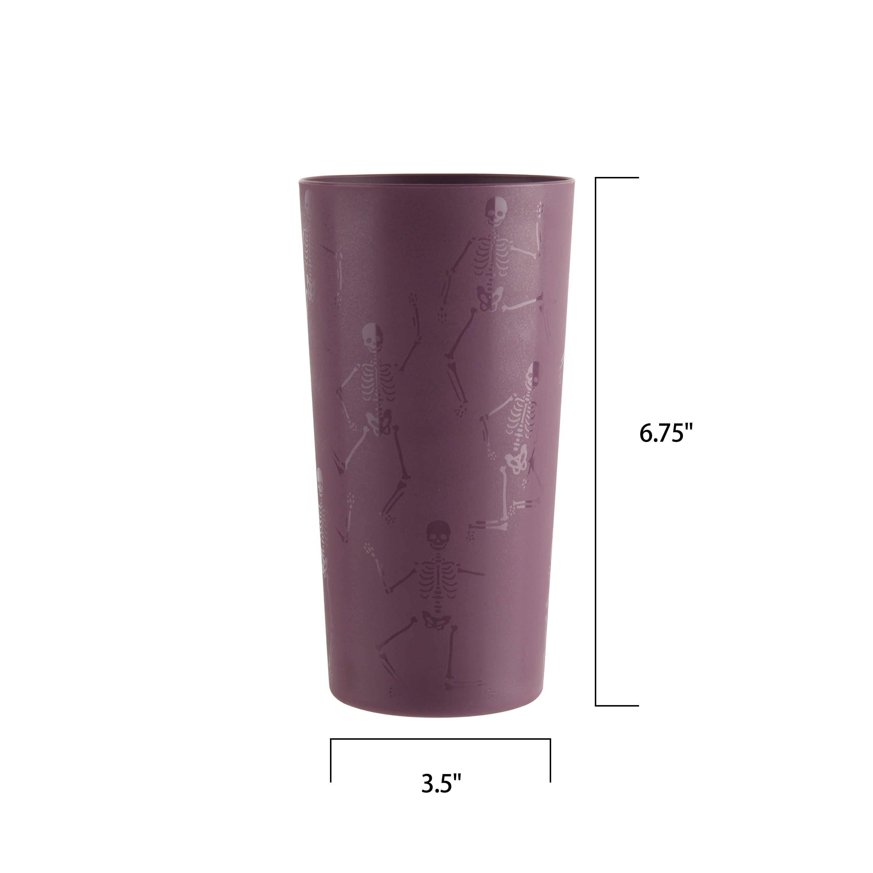 Mainstays 26 oz Round Plastic Skeleton Tumbler, Purple