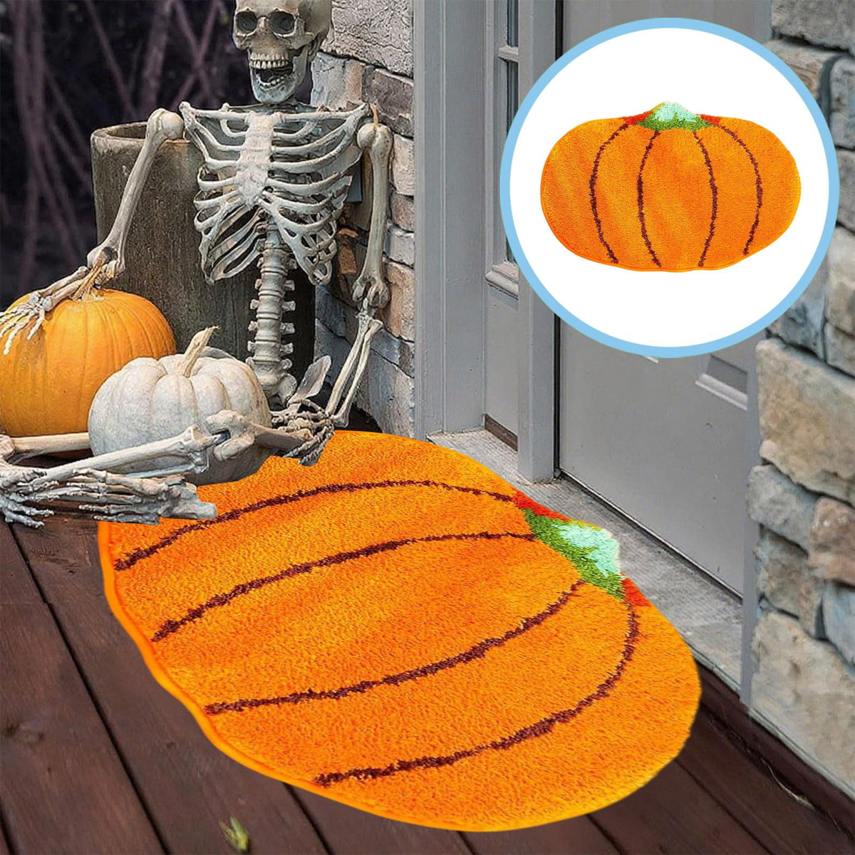 YIMWNYI Halloween Pumpkin Rugs, Decorative Floor Mat, Doormat for Living Room, Kitchen, Thanksgiving Day, Soft Bathroom Mat, Fall Themed Home Decor, Easy to Clean Rug