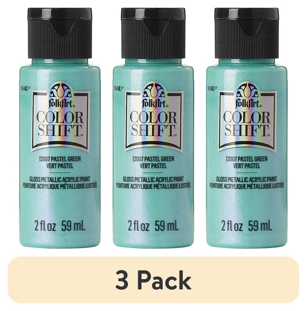 (3 pack) FolkArt Color Shift Acrylic Craft Paint, Gloss Finish, Pastel Green, 2 fl oz