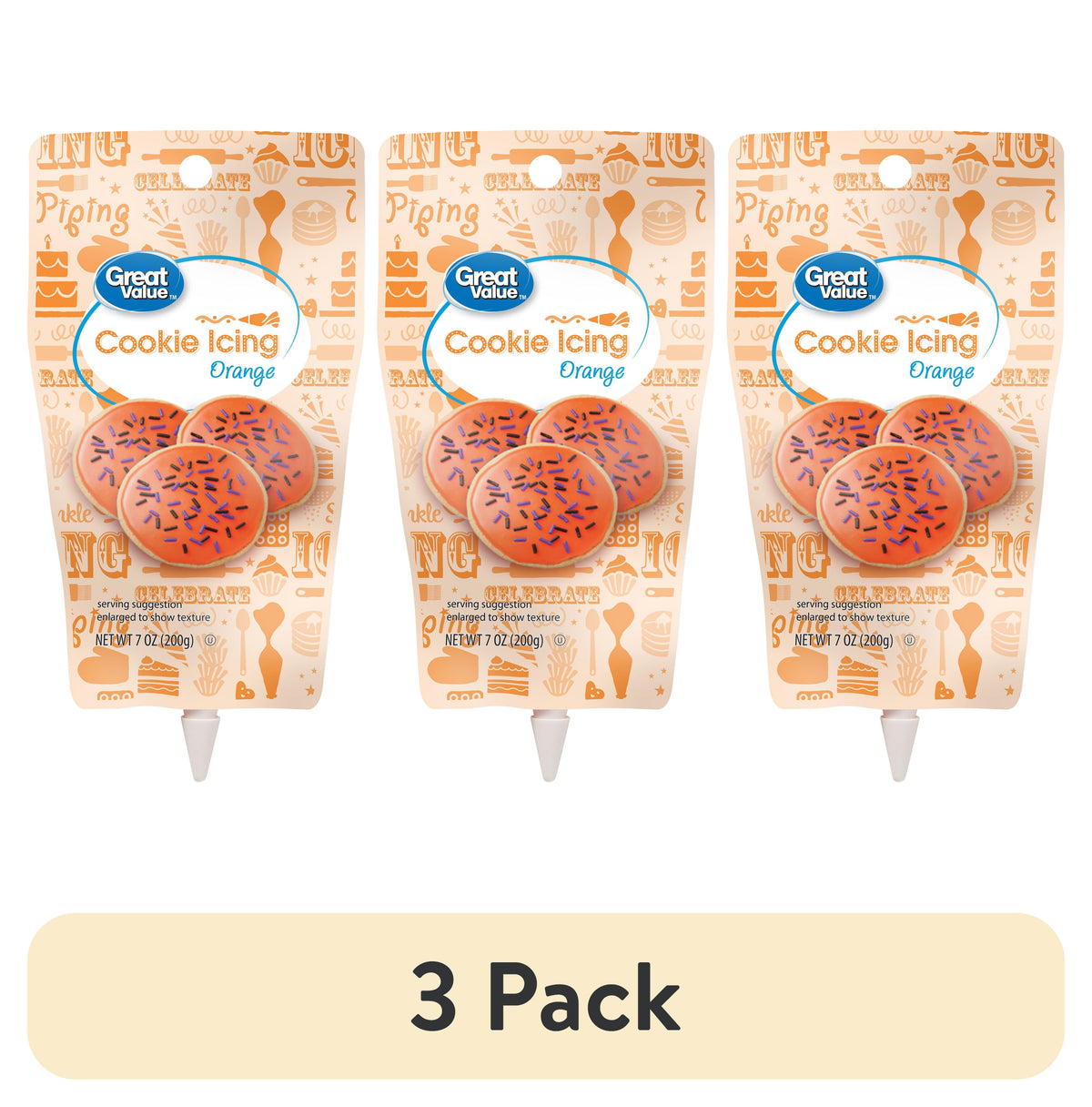 Great Value Cookie Icing, Orange, 7 oz