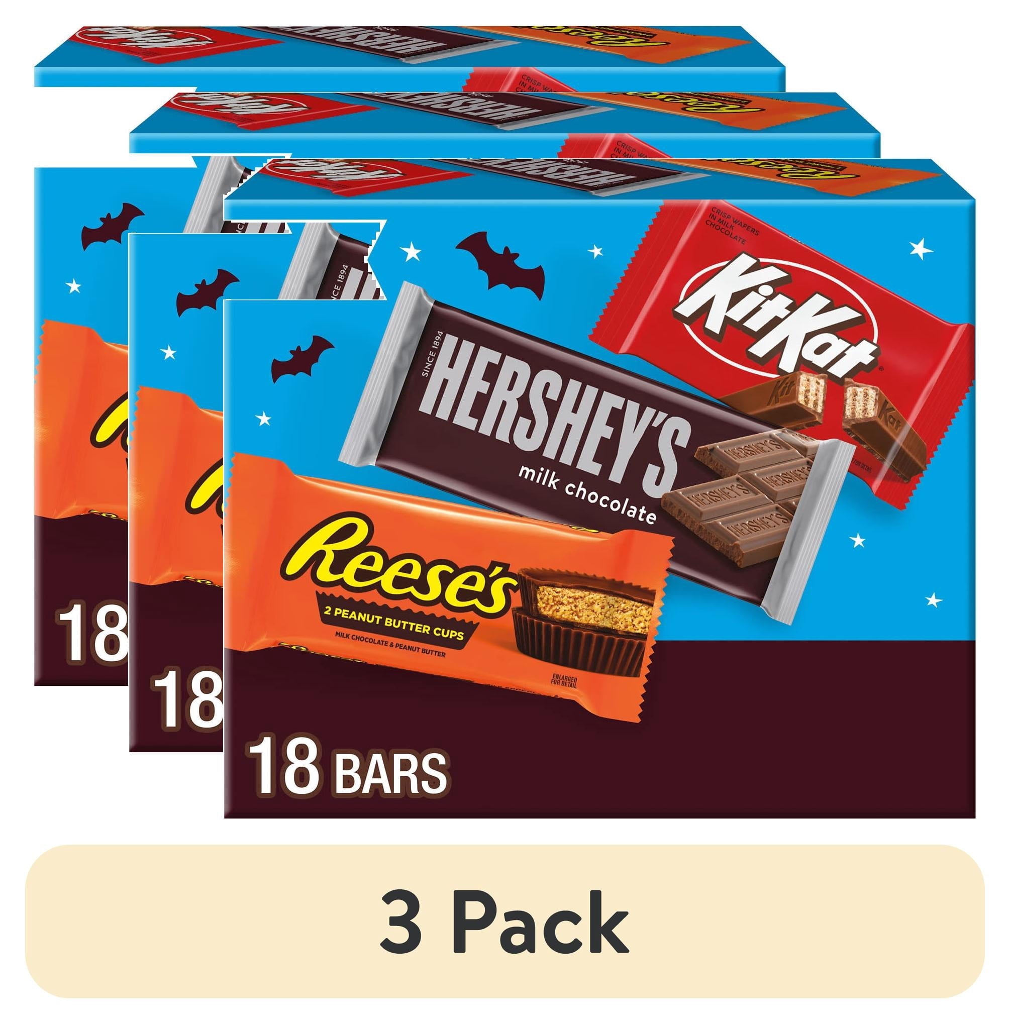 Hershey's, Kit Kat and Reese's Assorted Milk Chocolate, Halloween Candy Bulk Box, 27.3 oz (18 Count)