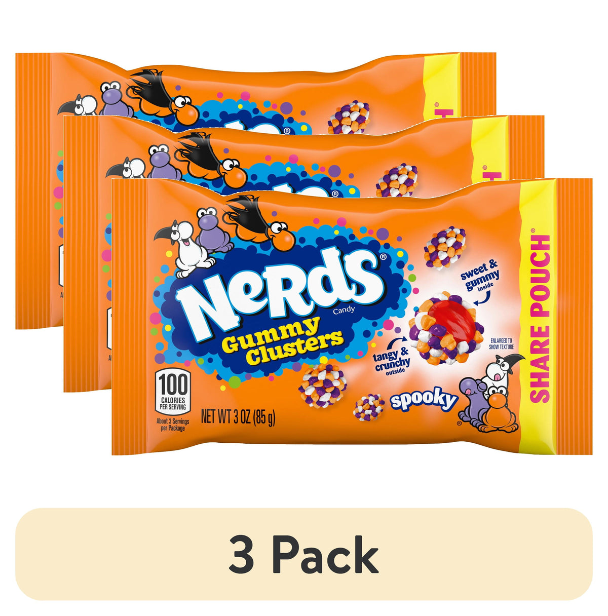 Nerds Spooky Gummy Clusters, Halloween Candy, Nerds Gummy Candies, 3 Ounce Share Pack