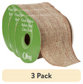 (3 pack) Offray Ribbon, Natural 2 1/2 inch Wired Linen-Look Ribbon for Floral, Crafts, and Decor, 12 feet, 1 Each