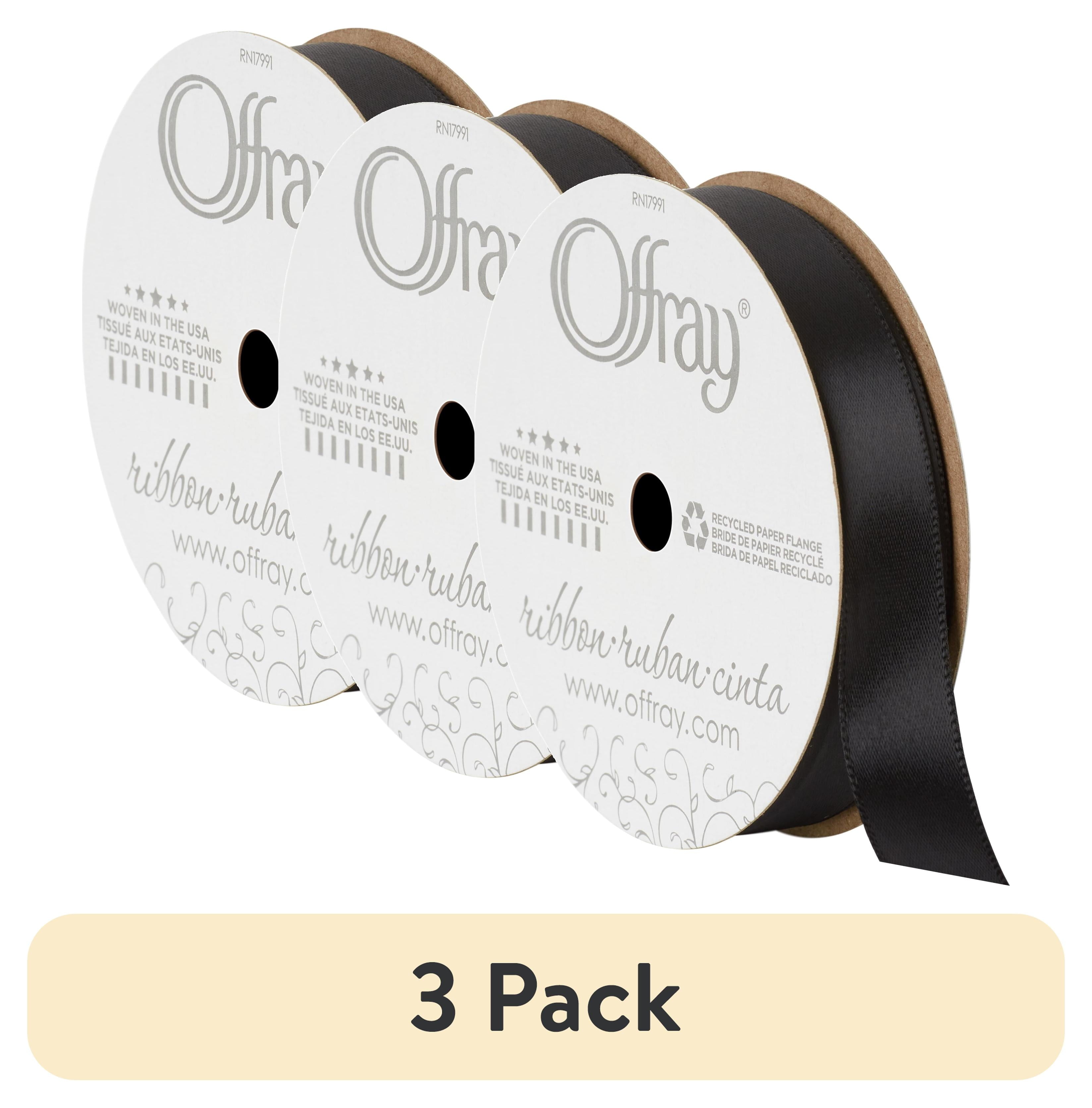 (3 pack) Offray Ribbon, Forest Green 5/8 inch Single Face Satin Polyester Ribbon, 18 feet