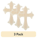 (3 pack) Plaid Unpainted Wood Surface, Large Fleur De Lis Cross Shape, 1 Piece