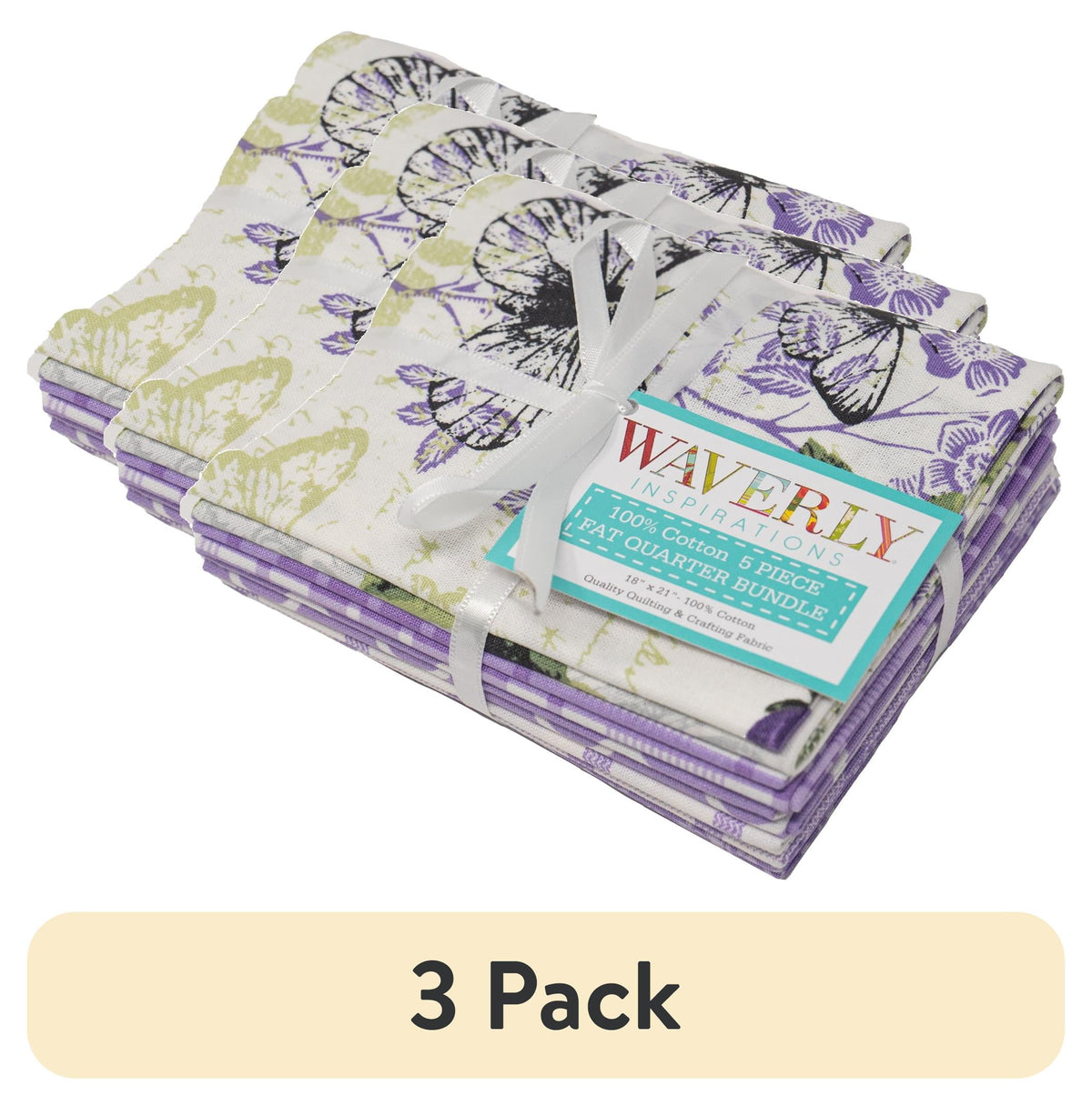 Waverly Inspirations Sewing & Craft Fabric Bundle, 100% Cotton, Lilac, 5 Pieces, 21 in x 18 in