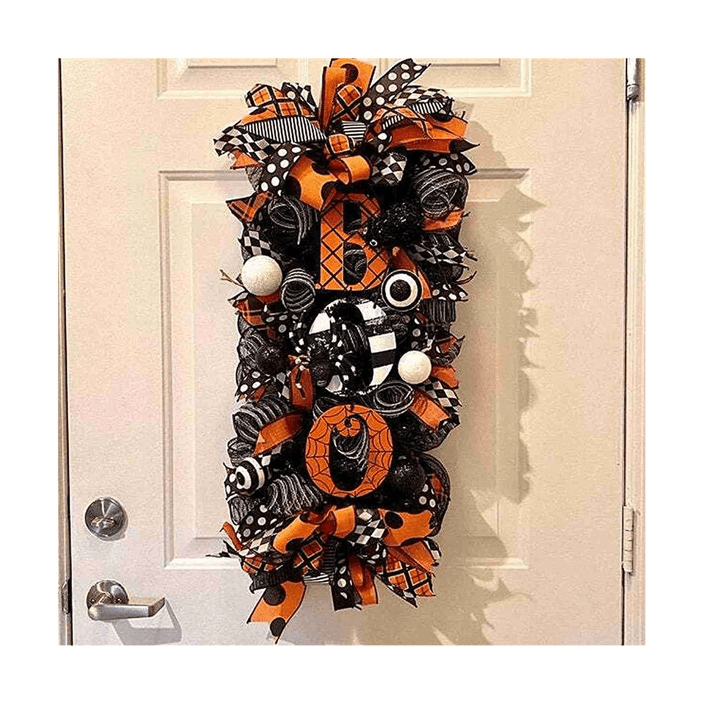 Halloween Wreath Fall Wreath, Halloween Wreath for Front Door, Halloween Spider, Mesh and Ribbons Wreath