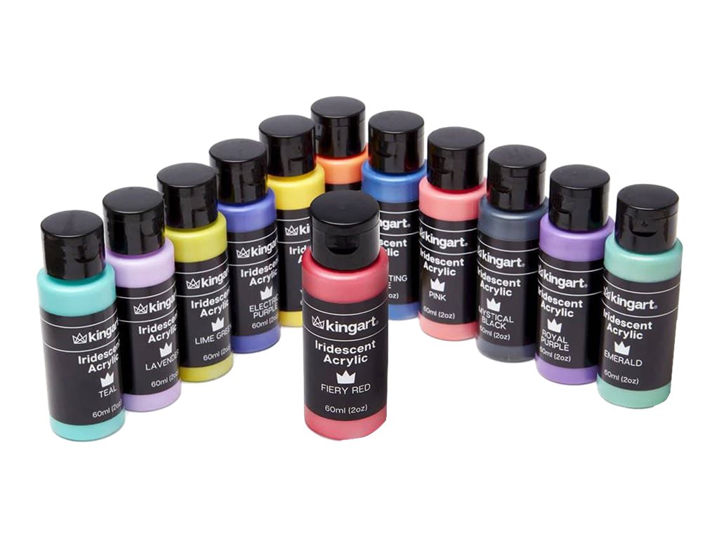 Kingart Studio Acrylic Craft Paint, 60ml (2oz) Bottle, Set of 12 Metallic Colors