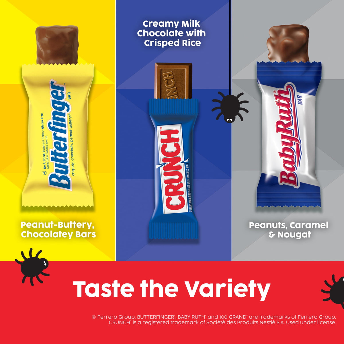 Butterfinger, CRUNCH, Baby Ruth, Assorted Halloween Candy Bag, 60 Count, 22 oz