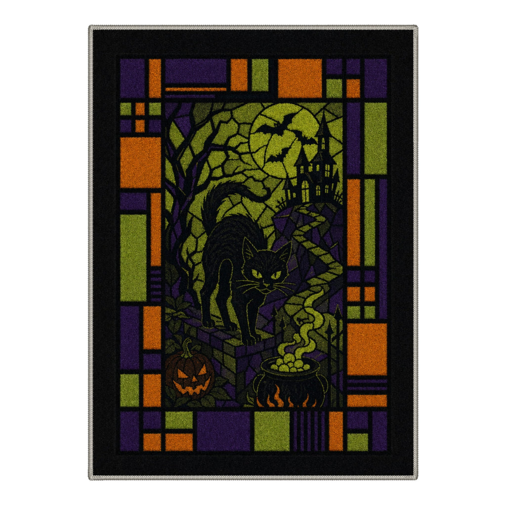 GENIMO 2'x7' Halloween Runner Rug, Washable Non Slip Soft Gothic Raven Indoor Outdoor Hallway Runner for Porch Patio Kitchen Entryway, Rust Orange