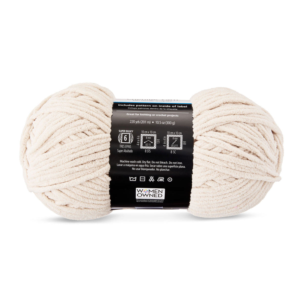 Mainstays Cozy Chenille Yarn, 220 yd, Arctic White, 100% Polyester, Bulky