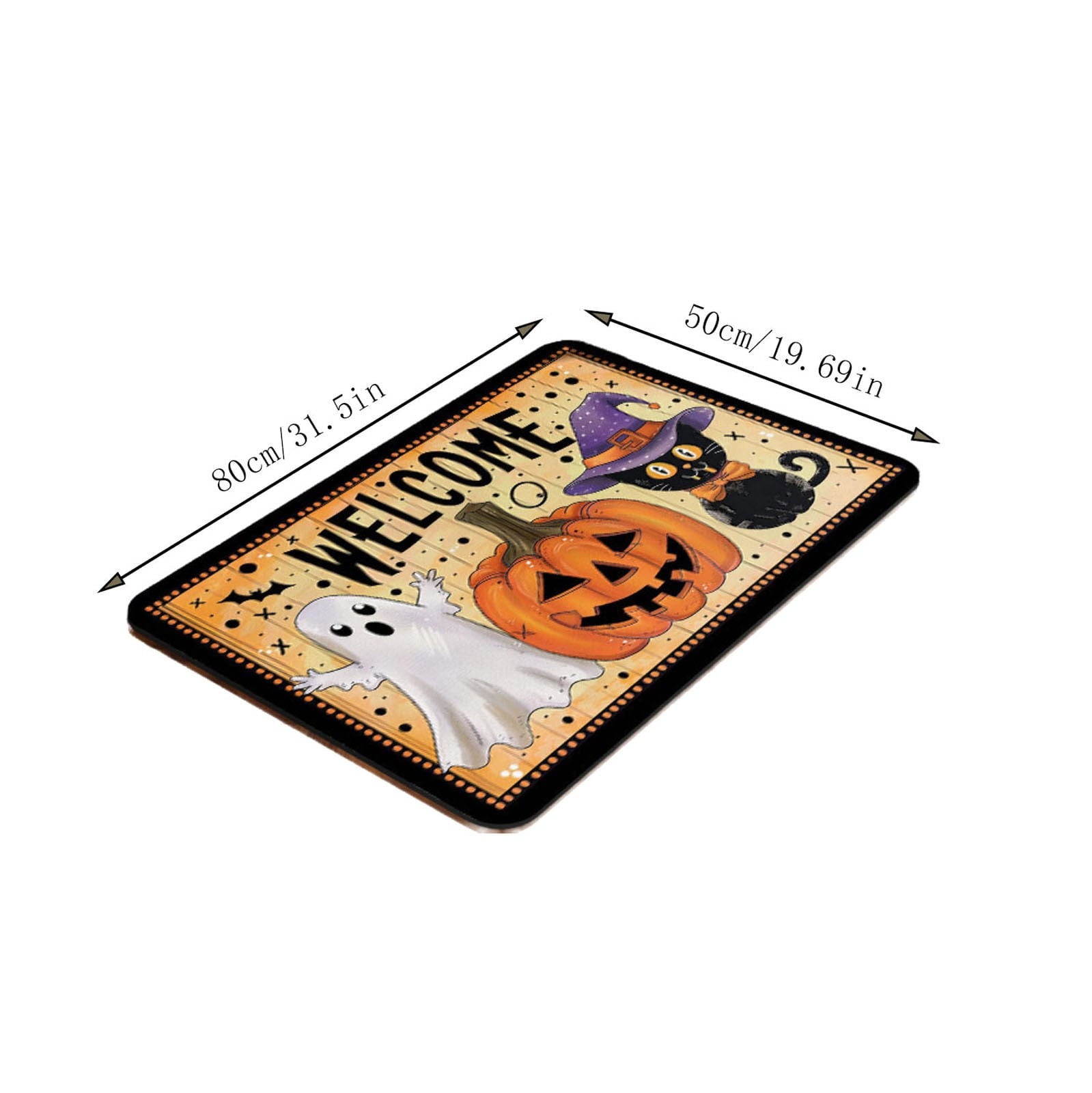 Halloween Doormat Ghost Bath Mat 23.6x15.7in Secure-Grip Absorbent Soft Faux Fur Rug for Bathroom Bedroom Living Room Decor by OVFUIZ