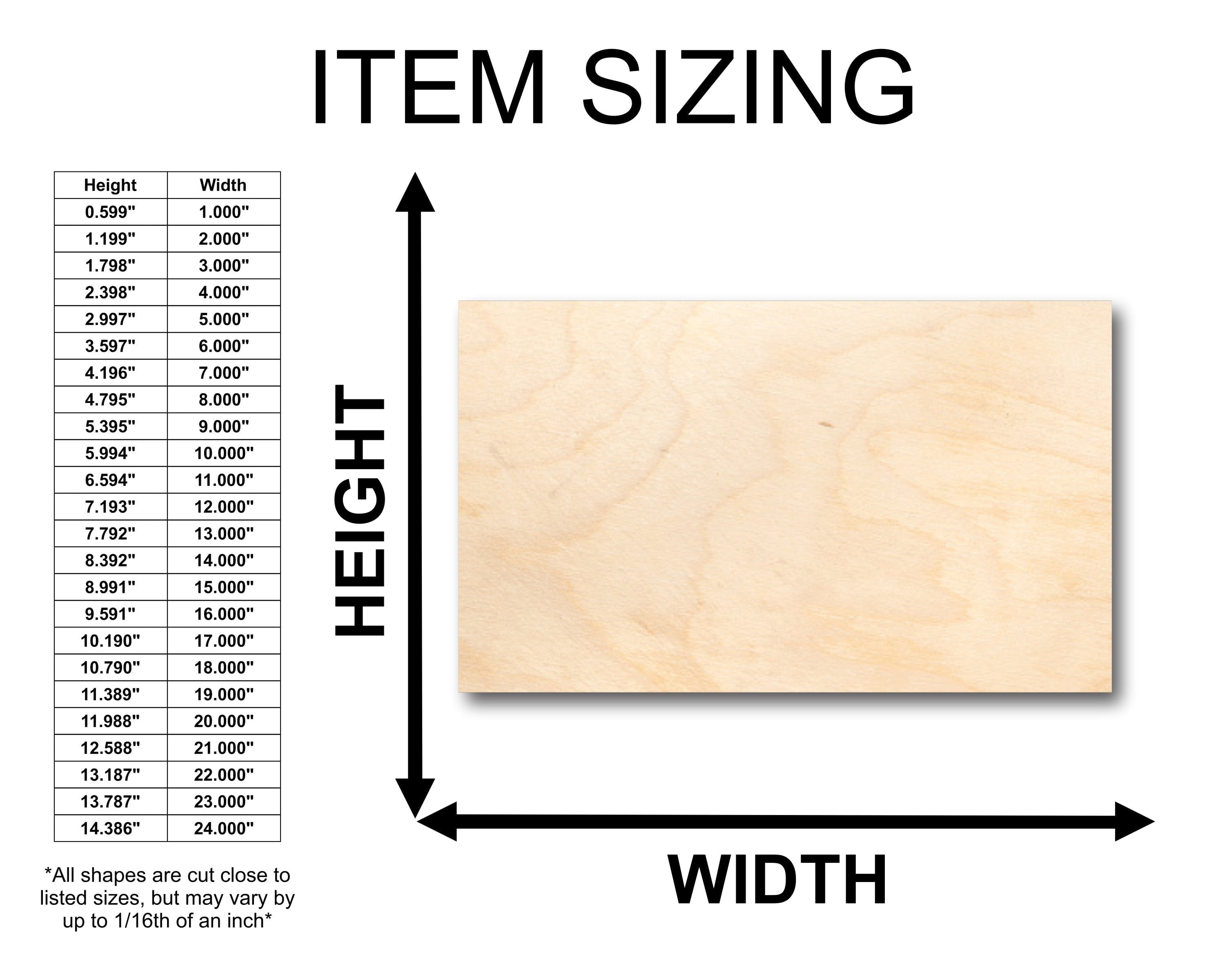 Unfinished Wood Rectangle Shape - Craft - up to 46" DIY 16" / 1/4"
