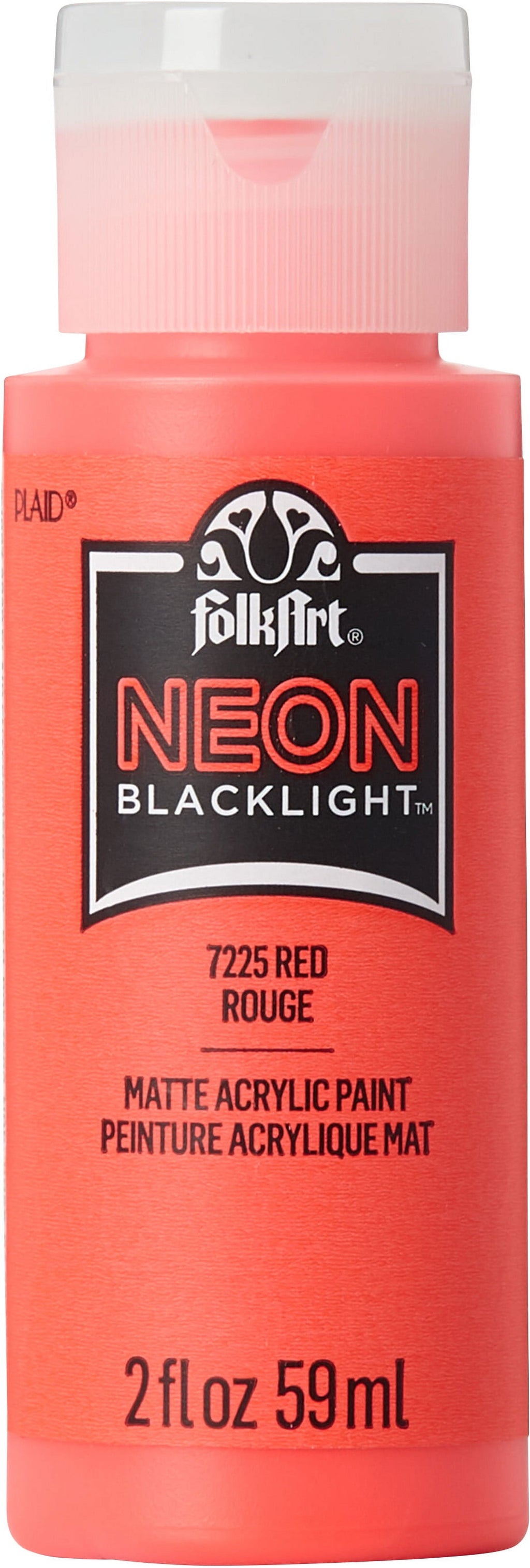 FolkArt Neon Blacklight Acrylic Craft Paint, Matte Finish, Pink, 2 fl oz