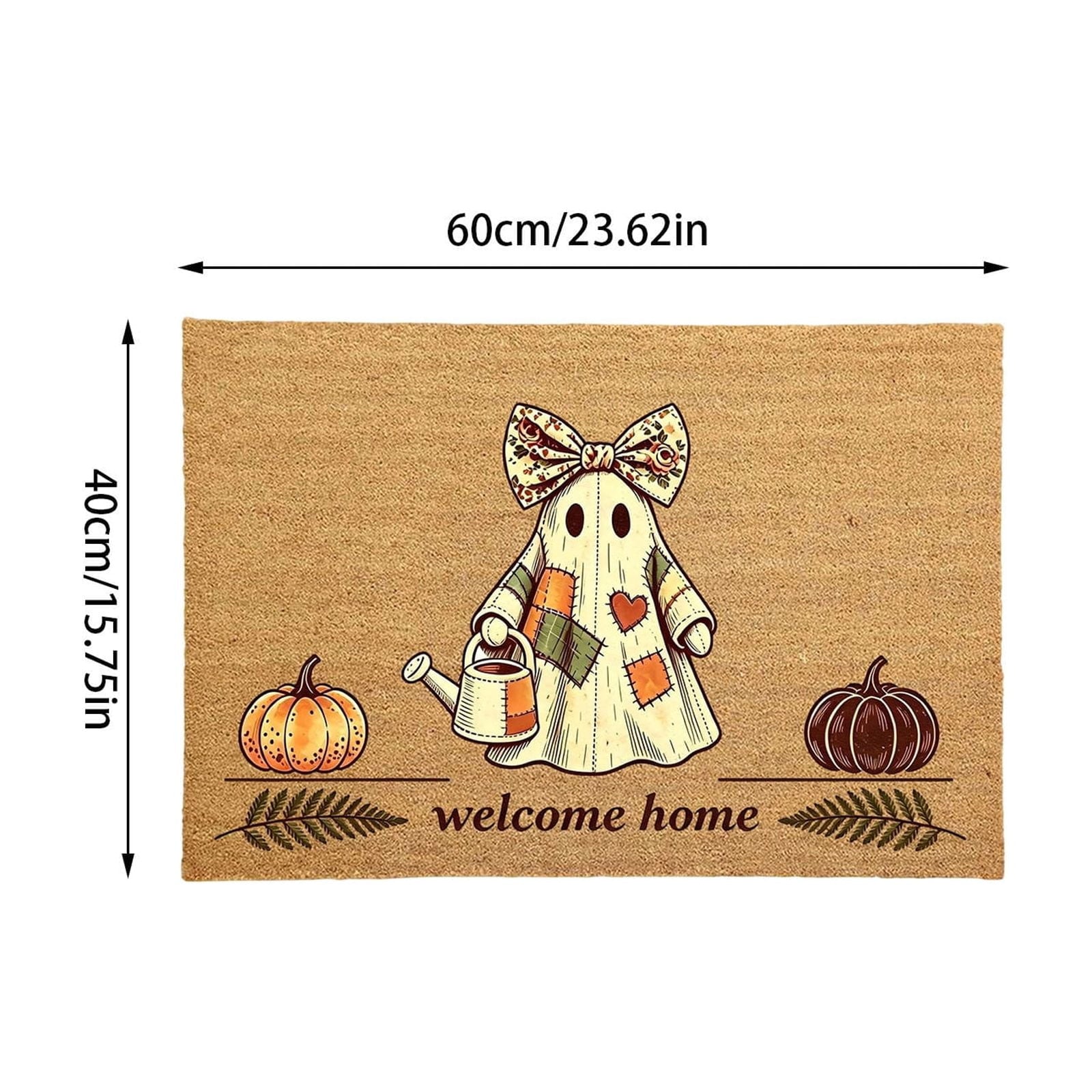 Halloween Doormat Vintage Retro Style Mat 23.6x15.7in Secure-Grip Absorbent Coir Look Entryway Rug for Front Porch Indoor Outdoor Decor by OVFUIZ