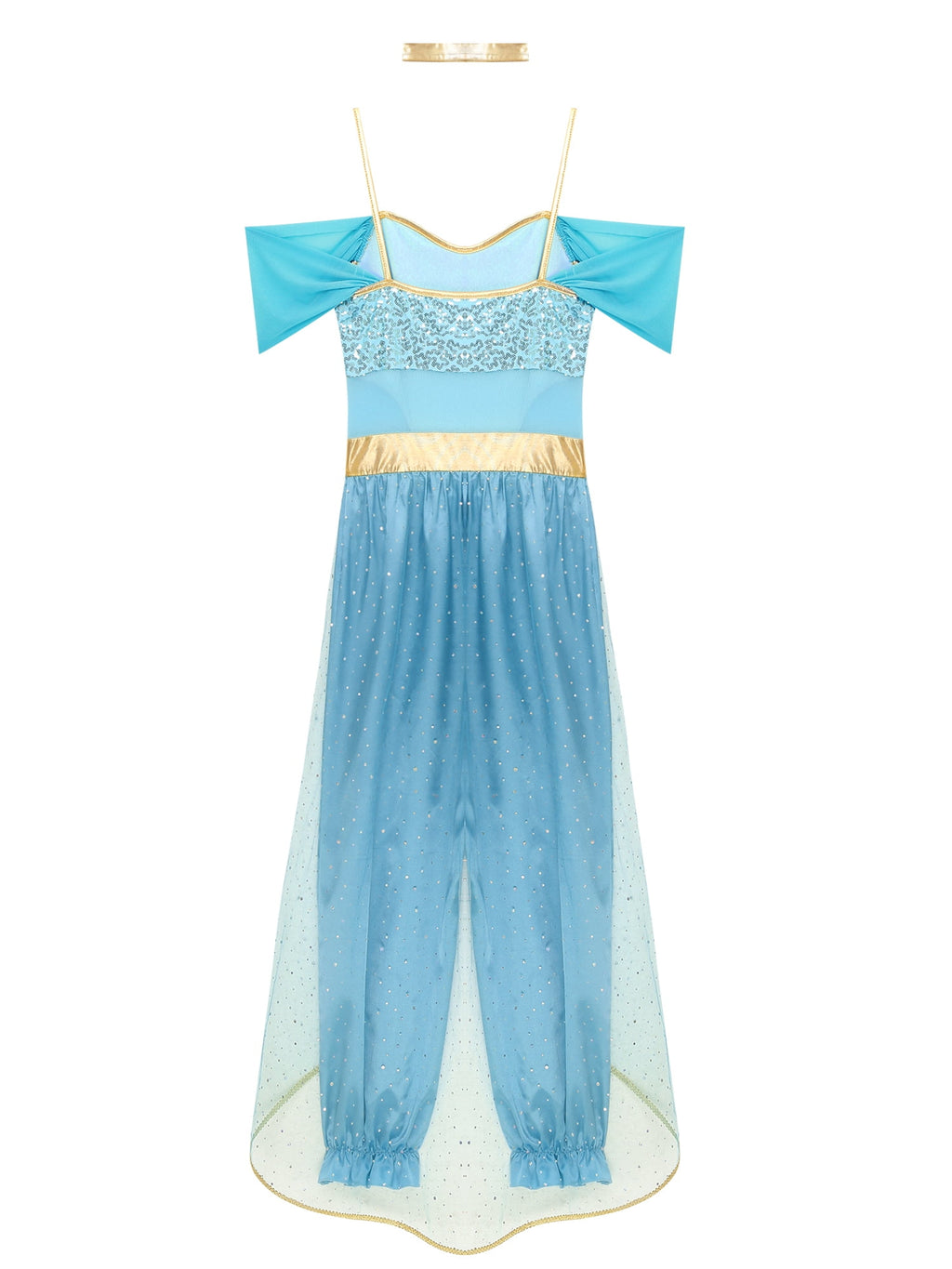YiZYiF Women's Arabian Princess Dance Costume Halloween Party Fancy Dress Shiny Belly Dance Jumpsuit Turquoise B 4XL