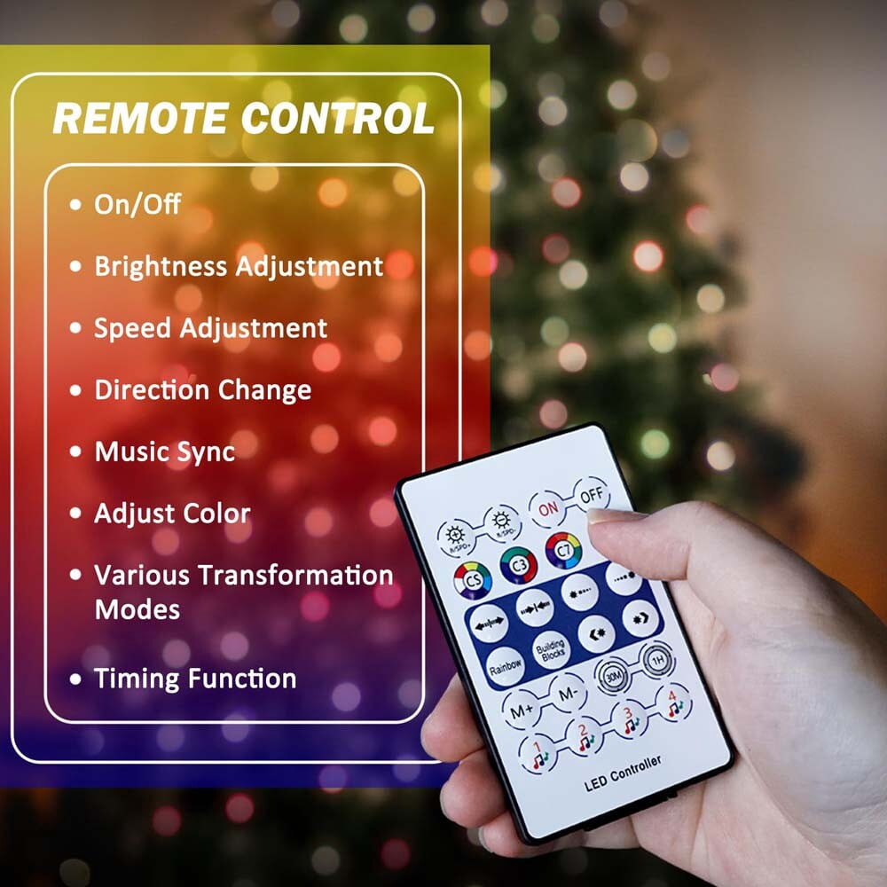 ASTRAEA 6.5FT Smart Christmas Tree Lights, 200LED RGB Color Changing String Lights Waterproof for Xmas Tree Decorations Indoor Outdoor, Multicolor