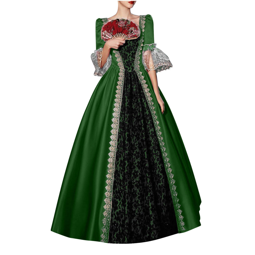 UPPADA Plus Size Victorian Dress for Women Lace Up Flare Sleeve Ball Gown with Corset Evening Party Maxi Gowns Vintage Cocktail Dress Wedding Dresses Early