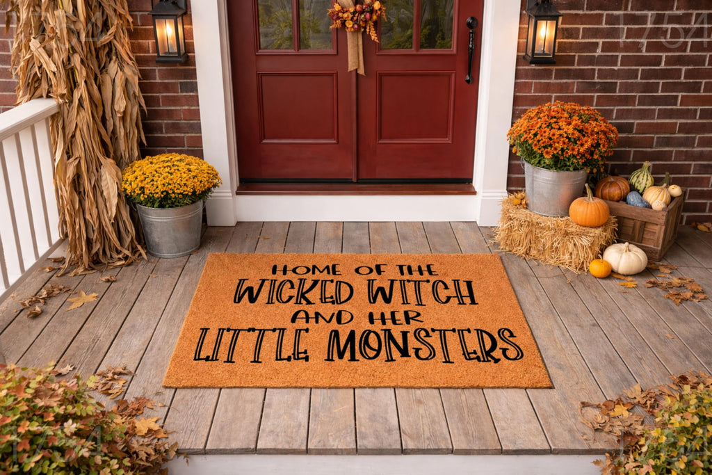 Home of the Wicked Witch and Her Little Monsters, Funny Doormat, Welcome Mat, Front Door Decor, Home Entry Rug, Halloween Theme 1754 (36x72 inches) 1754