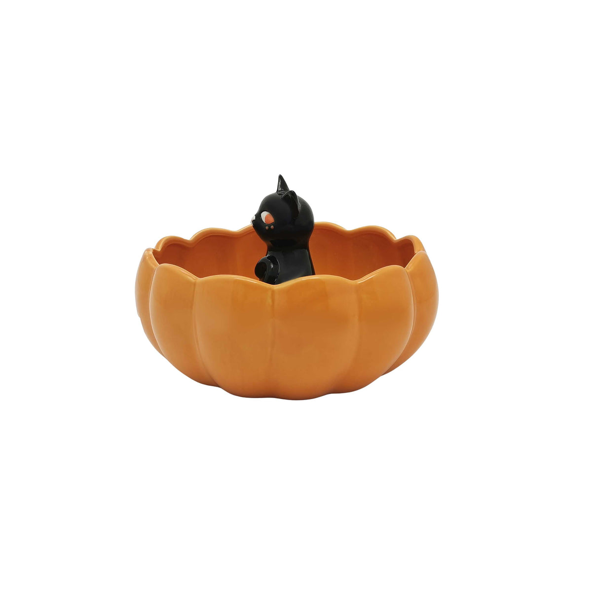 Way to Celebrate Halloween Cat in Pumpkin Ceramic Serve Bowl