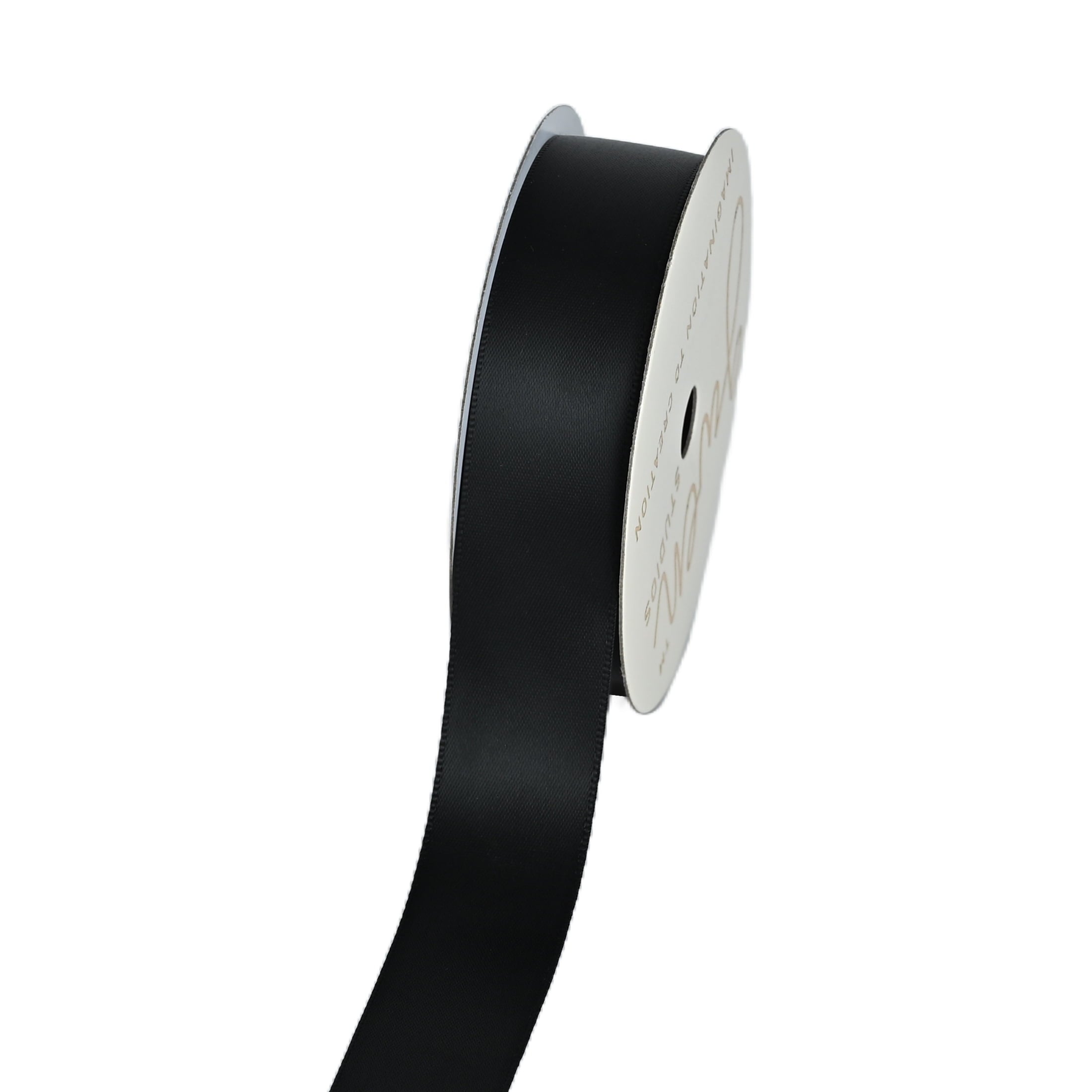 Gwen Studios 7/8" Black Satin Ribbon, 7 Yards