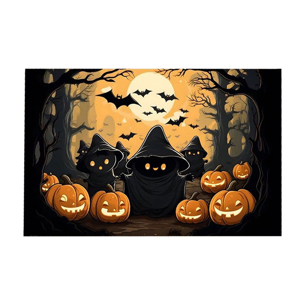 Xuniizn Halloween Mat, 16X24" Velvet Halloween Door Mat for Outside Entrance, Spooky Halloween Rug for Outdoor & Indoor, Non Slip Washable Halloween Doormat, Halloween Bathroom Decor