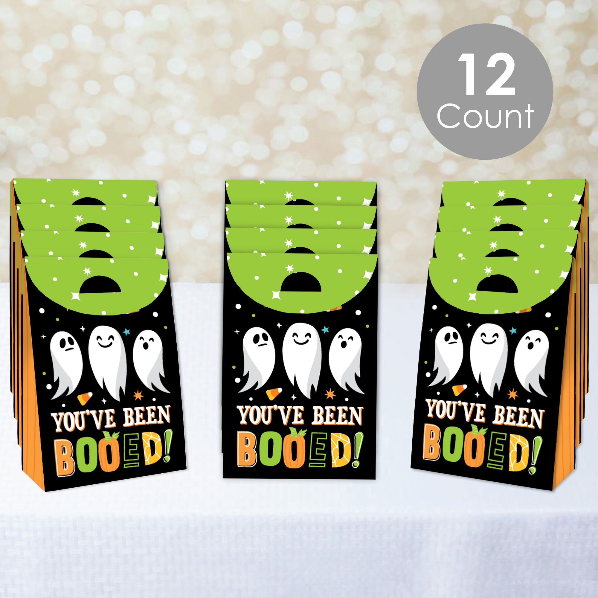 Big Dot of Happiness You've Been Booed - Ghost Halloween Gift Favor Bags - Party Goodie Boxes - Set of 12