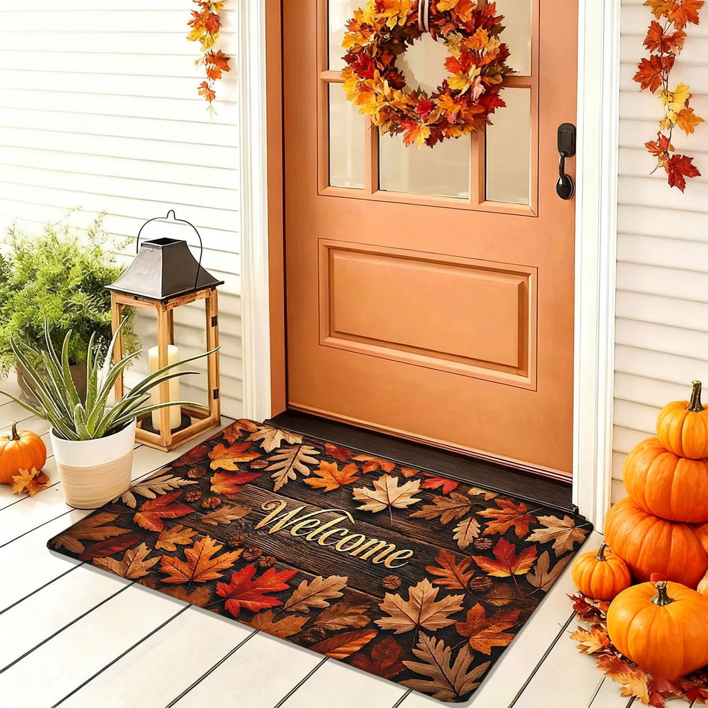 Autumn Door Mat for Entryway, 16x24 Inch, Fall-Themed Floor Doormat for Home Decor, Non-Slip Rug Mat for Living Room, Kitchen, Bedroom, Gifts for Fall Lovers (E)