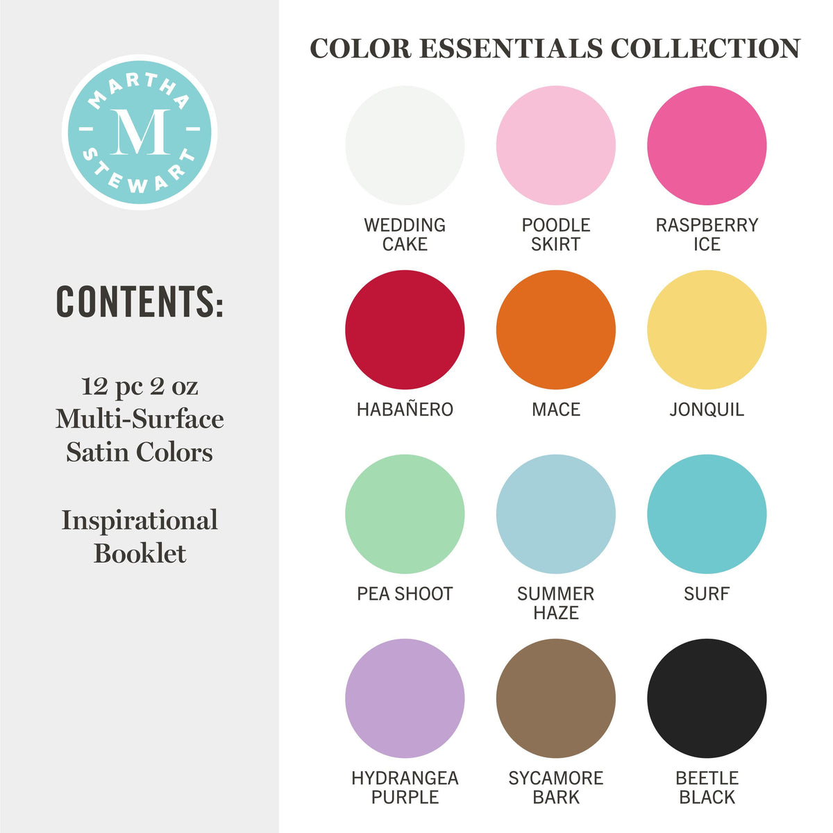 Martha Stewart Multi-Surface Acrylic Craft Paint, Satin Finish, Elevated Neutrals, Set of 12, 2 fl oz