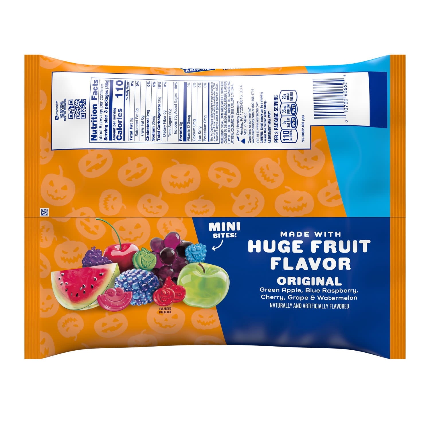 Jolly Rancher Gummies Minis Assorted Fruit Flavored, Halloween Candy Bag, 9.66 oz