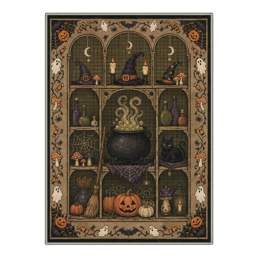 GENIMO 5'x7' Halloween Area Rug for Living Room, Washable Non Slip Soft Farmhouse Pumpkin Indoor Rug for Bedroom Dining Room Home Office, Vintage Sepia