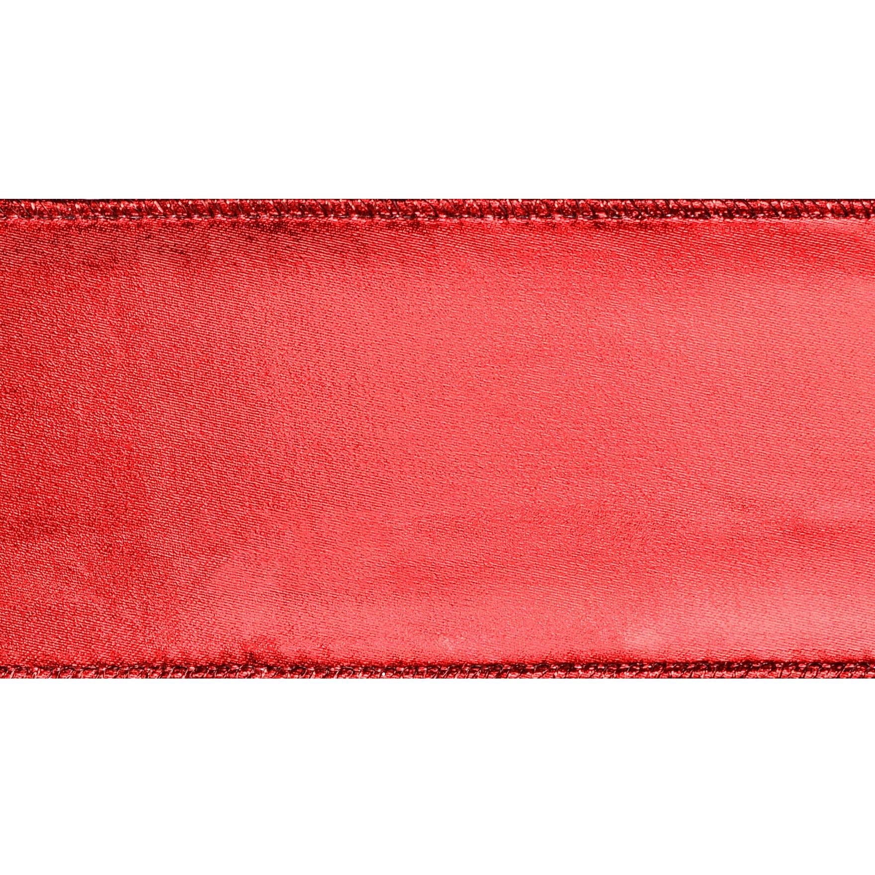 Gwen Studios 2.5" Red Lamé Wire Edge Ribbon, 3 Yards