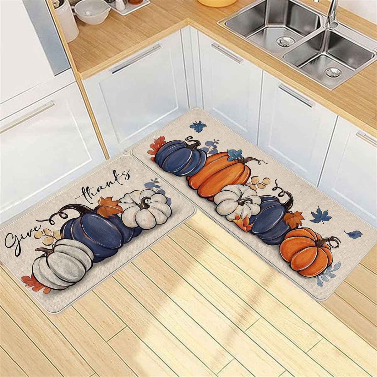 Stijggn Halloween Kitchen Mats for Floor Halloween Rugs Halloween Thanksgiving Decorations Doormat, Welcome Mats for Front Door,Spooky Outdoor Mats for Home Decor Holiday Decorative